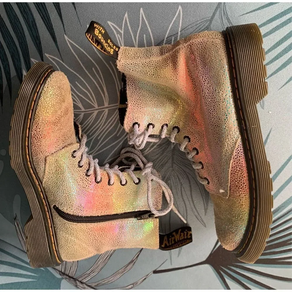 Doc Dr Martens Pascal J Shiny Iridescent Boots Girls Youth US Size 3